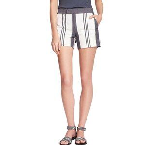 Vince - Women’s Stripe Cotton-Blend Shorts - Grey, White, Size 4